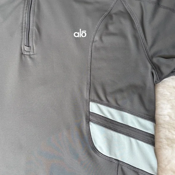 Alo 1/4 Zip CoolFit Pullover Mens XL Gray Stretch Athleisure Gorpcore Read - Picture 4 of 17